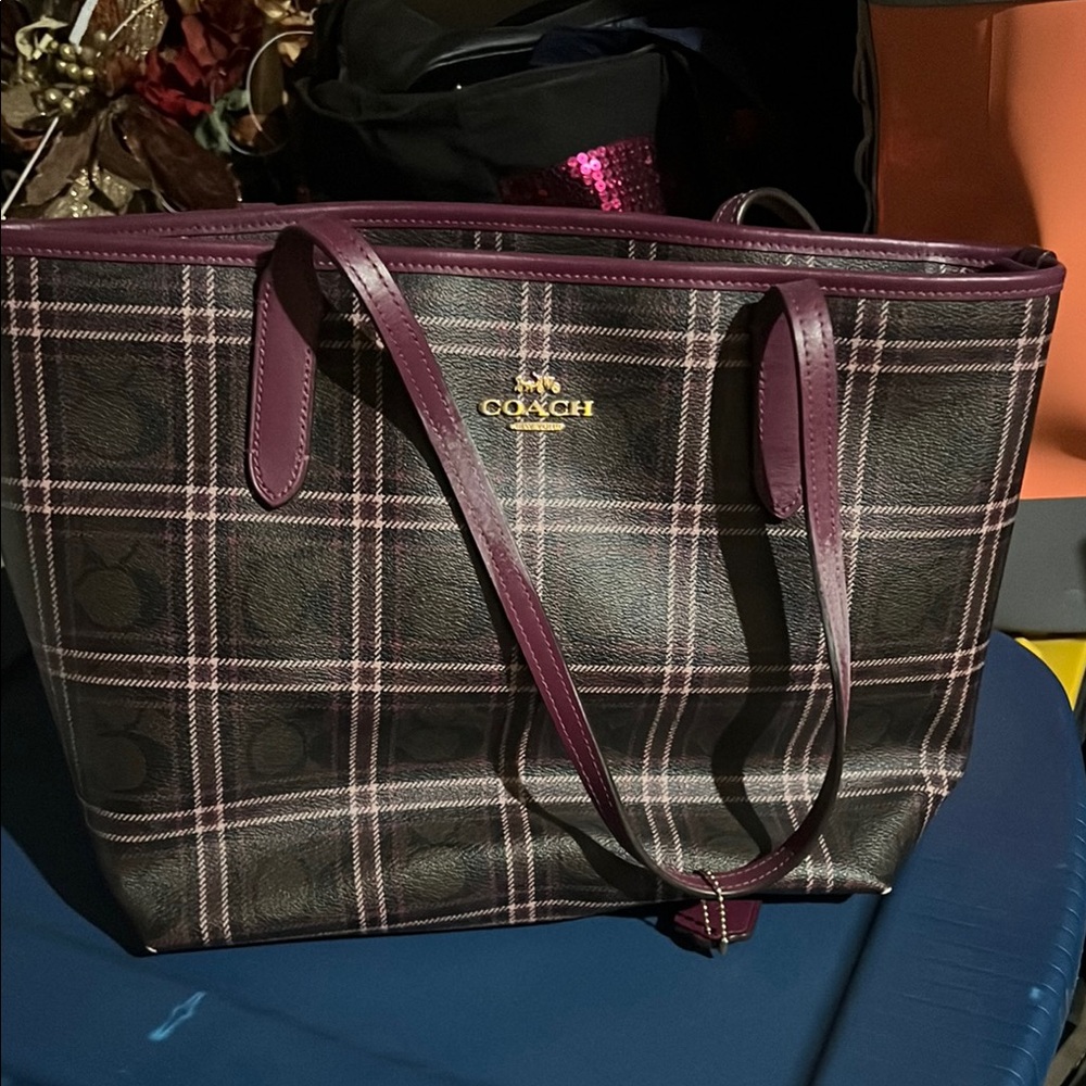 Coach Plaid Tote Bag
